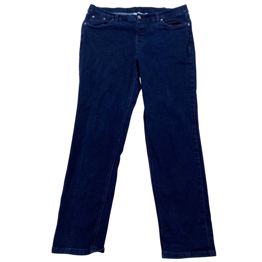 Denim & Co Jeans Womens 16 Easy Stretch Straight Leg Blue Denim Jeans (34x29)